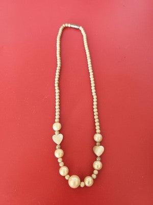 Vintage collier ancien en nacre, bijou rétro, gros pendentif collection déco