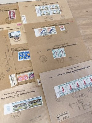 Rare lot ancien lettres philatéliques Office des Postes Télécommunications Gabon