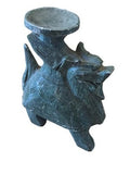 Sculpture dragon porte-bougie pierre marbre vert style asiatique Chine déco