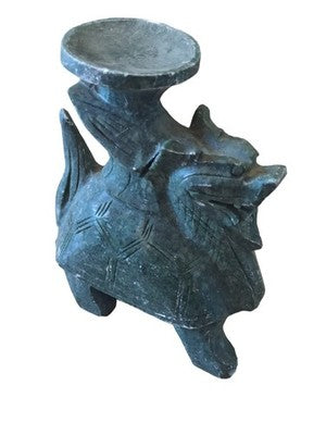 Sculpture dragon porte-bougie pierre marbre vert style asiatique Chine déco