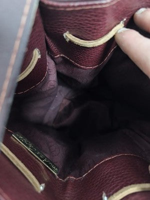 Sac seau Cartier bordeaux en cuir logo ovale, bandoulière, sac à main femme