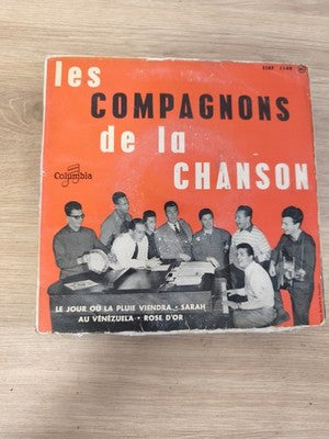 Vinyle 45T vintage Les Compagnons de la Chanson Columbia pochette orange ancien