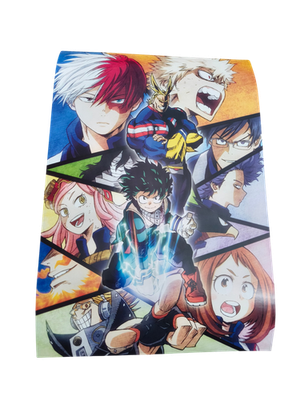 Poster My Hero Academia manga décoratif personnages Deku Bakugo Todoroki couleur