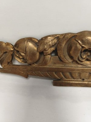 Ornement ancien en bronze doré décor floral rosace applique dessus porte