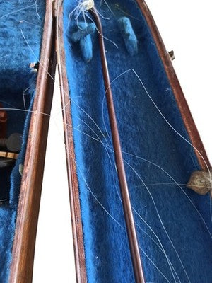 Violon ancien français début XXe, lutherie Lorraine, étui bleu, archet abîmé
