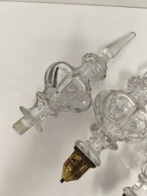 Lot de pampilles anciennes cristal pour lustre décoratif, embouts variés