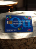 Carte téléphonique vintage Télécarte 50 puce bleue publicitaire rare