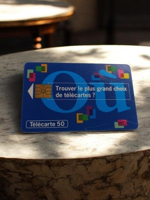 Carte téléphonique vintage Télécarte 50 puce bleue publicitaire rare