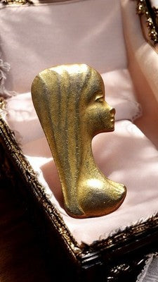 Plaque religieuse miniature dorée visage Vierge, statuette décorative ornement