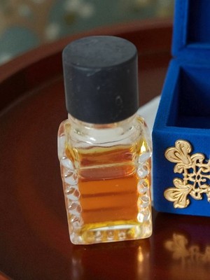 Miniature parfum vintage ancien flacon verre bouchon noir déco rétro