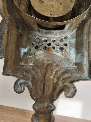Cartel mural ancien bronze doré style Louis XVI pendule décor rocaille horloge