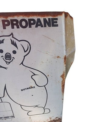 Plaque émaillée ancienne Butagaz ours métal rétro pub butane propane vintage