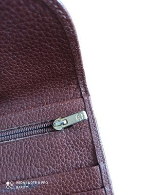 Portefeuille Longchamp Paris femme marron cuir grainé pochette porte-monnaie