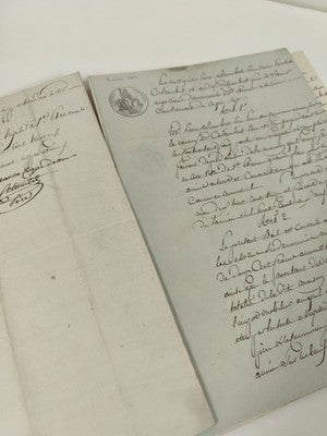 Ensemble de lettres administratives manuscrites XIXe, 1813, plume, timbres 25 c