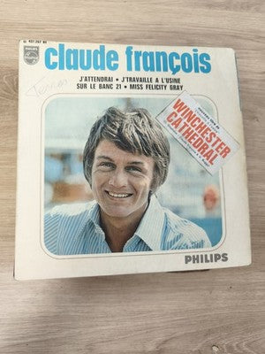 Vinyle 45T vintage Claude François Philips pochette Winchester Cathedral