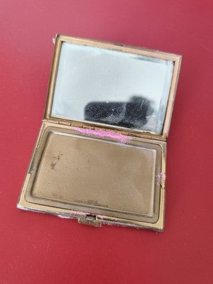 Poudrier vintage en nacre, années 50, accessoire ancien rétro collection