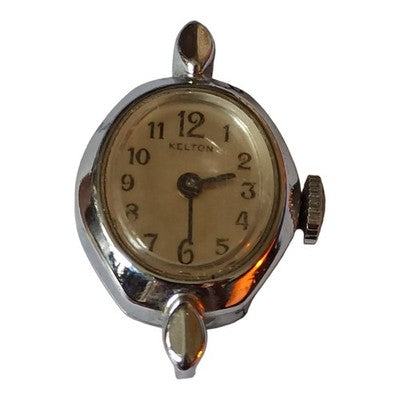 Montre femme vintage Kelton, cadran crème, boîtier chromé ancien