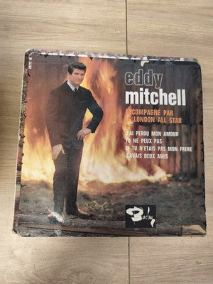 Vintage disque 45 tours ancien Eddy Mitchell vinyle collector état à restaurer