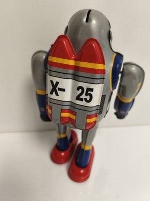 Robot mécanique tin toy MS 417 gris déco rétro, jouet tôle, Super Robot