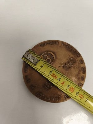 Médaille de table Banque Dupont vintage, relief abstrait, étui rouge