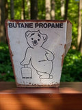 Plaque émaillée ancienne Butagaz ours métal rétro pub butane propane vintage