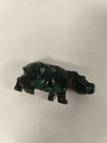 Vintage sculpture hippopotame en malachite ancienne, objet déco collection minér