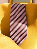 Cravate vintage Café Cotton rayures marron rose style rétro élégant