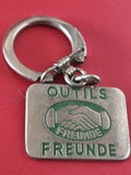 Ancien porte-clés publicitaire OUTILS FREUNDE vintage métal, poignée main