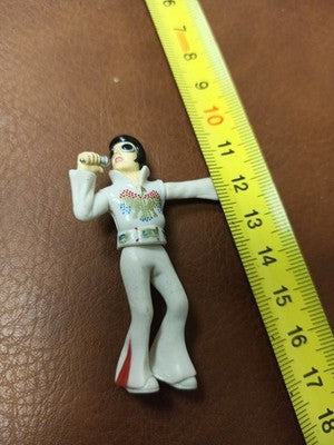 Figurine vintage Wackel Elvis Eagle rétro, costume blanc, jouet ancien original