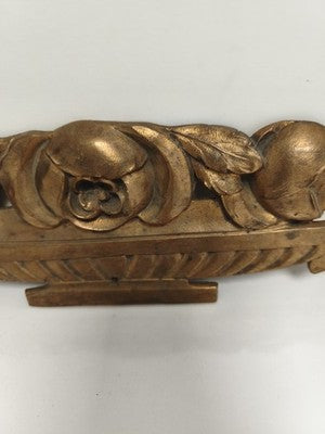 Ornement ancien en bronze doré décor floral rosace applique dessus porte
