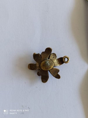 Pendentif fleur vintage doré Remy Dis Paris strass années 80, Made in France