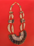 Vintage collier signé Danais en agates naturelles, très grand, monture dorée