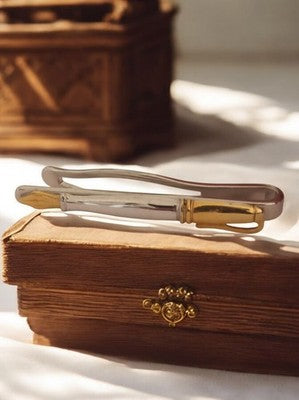 Pince à cravate stylo plaqué or vintage, accessoire homme élégant rétro