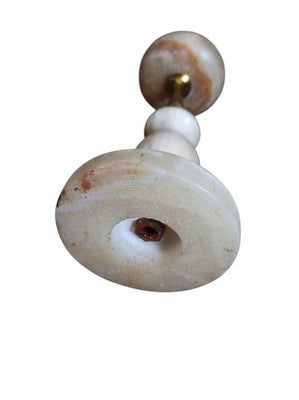 Bougeoir ancien albâtre laiton blanc beige style vintage déco rétro