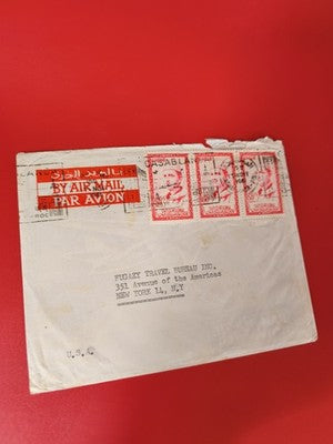 Ancienne lettre vintage timbres oblitérés Maroc Par Avion philatélie collection