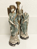 Statues anges XIXe Napoléon III plâtre polychrome à restaurer déco église