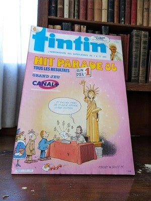 Magazine Tintin vintage 1986 – Hit Parade, Canal+, couverture Ernst, collector