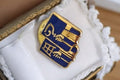 Pin's vintage Camel bleu doré, badge émaillé rare, main poignée de main
