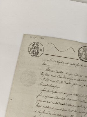 Lettre administrative manuscrite 1826, cachets fiscaux, XIXe siècle
