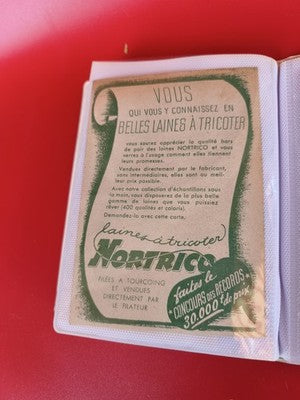 Ancien papier publicitaire vintage NORTRICO laines à tricoter, Tourcoing, vert