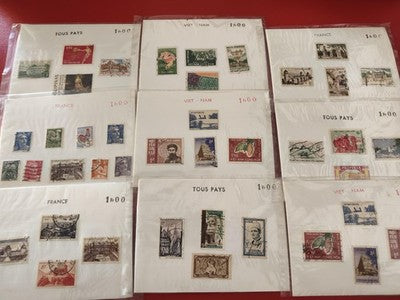 Lot ancien timbres collection France Vietnam divers pays philatélie vrac