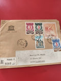 Ancienne enveloppe recommandée timbres oblitérés UNESCO Paris philatélie collect