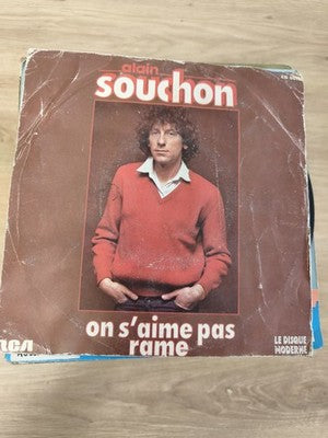 Vintage 45T Alain Souchon – On s’aime pas, rame – pochette marron d’époque