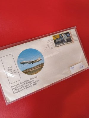 Lettre ancienne oblitérée DC-10 Premier Vol & Timbre Apollo Moon 1970 Vintage