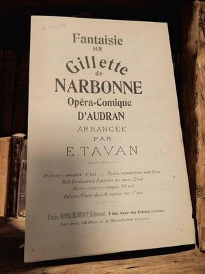 Partition ancienne Fantaisie sur Gillette de Narbonne Audran vintage opéra-comiq