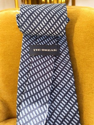 Cravate vintage The Break motif géométrique bleu rétro élégante homme