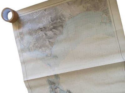 Carte marine vintage Marseille abords sud plastifiée - plan ancien XXL