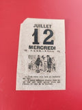 Ancien feuillet calendrier vintage 12 juillet mercredi – illustration rétro