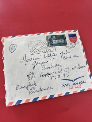 Ancienne enveloppe oblitérée avec timbres France, Par Avion, philatélie collecti