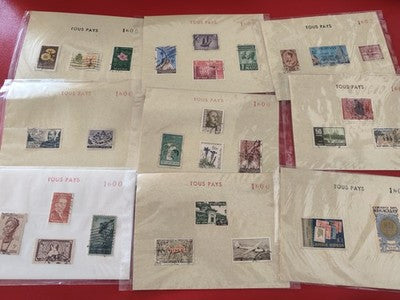 Lot anciens timbres monde vrac collection philatélie, divers pays, sous pochette